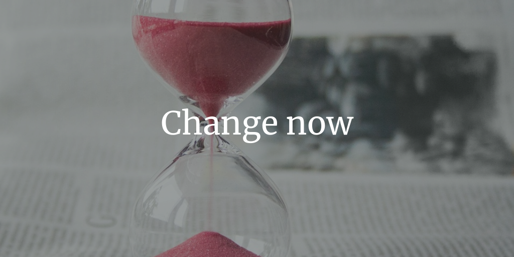 Hourglass with red sand. Change now.