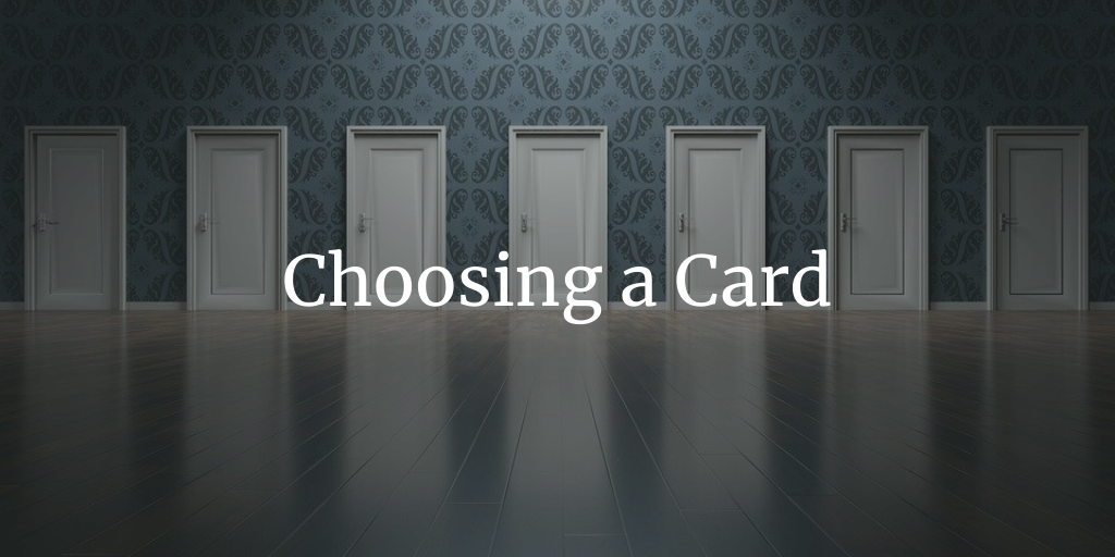 Row of doors. Choosing a card.